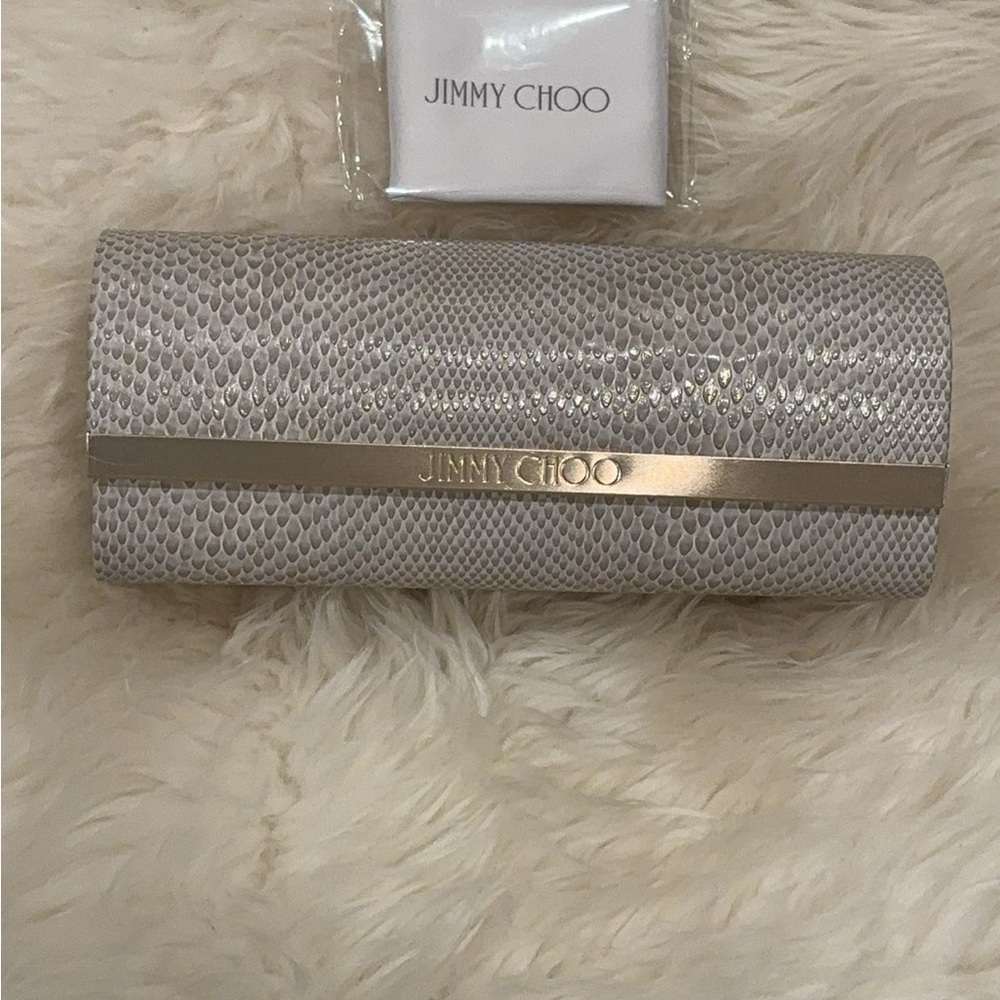 NWT Authentic Jimmy Choo Python Sunglasses Case with Cleaning Cloth